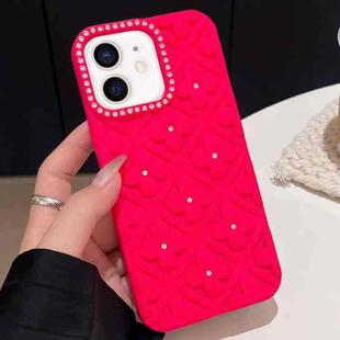 For iPhone 11 Oil-sprayed 3D Flower Diamond TPU Phone Case(Rose Red)