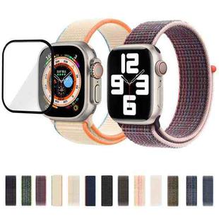 For Apple Watch Series 10 46mm Basic Nylon Loop Watch Band with 3D Curved Film(Midnight Color)