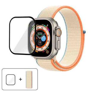For Apple Watch Ultra 2 / 1 49mm Basic Nylon Loop Watch Band with 3D Curved Film(Milky White)
