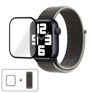For Apple Watch Series 42mm Basic Nylon Loop Watch Band with 3D Curved Film(Midnight Color)
