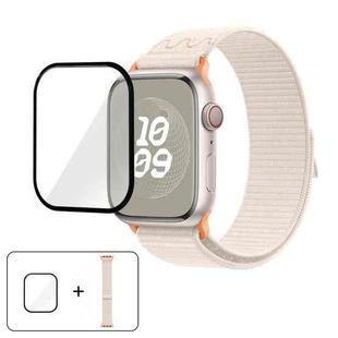 For Apple Watch Series 44mm Nylon Loop Watch Band with 3D Curved Film(Starlight)