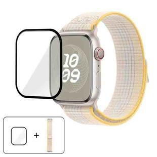 For Apple Watch Series 38mm Nylon Loop Watch Band with 3D Curved Film(Colorful Starlight)