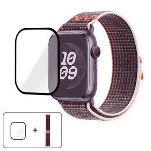 For Apple Watch Series 42mm Nylon Loop Watch Band with 3D Curved Film(Berry Purple)