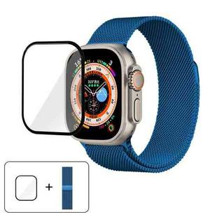 For Apple Watch Ultra 2 / 1 49mm Milanese Stainless Steel Watch Band with 3D Curved Film(Blue)
