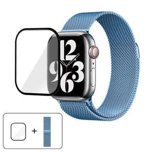 For Apple Watch Series 41mm Milanese Stainless Steel Watch Band with 3D Curved Film(Emerald Green)