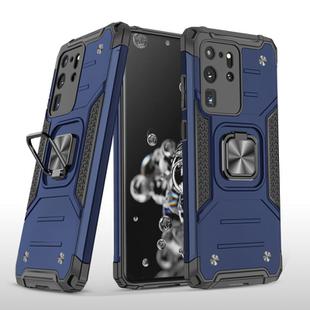 For Samsung Galaxy S20 Ultra Magnetic Armor Shockproof TPU + PC Case with Metal Ring Holder(Blue)