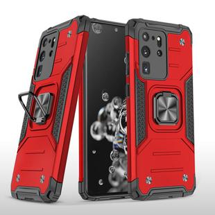 For Samsung Galaxy S20 Ultra Magnetic Armor Shockproof TPU + PC Case with Metal Ring Holder(Red)