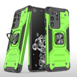 For Samsung Galaxy S20 Ultra Magnetic Armor Shockproof TPU + PC Case with Metal Ring Holder(Green)