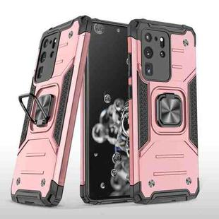 For Samsung Galaxy S20 Ultra Magnetic Armor Shockproof TPU + PC Case with Metal Ring Holder(Rose Gold)