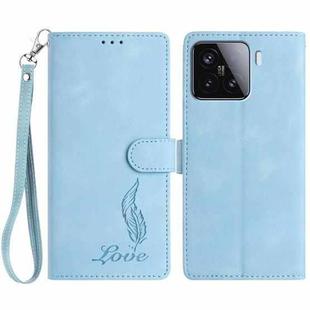 For Xiaomi 15T 5G Skin Feel Embossed Feather Leather Phone Case(Light Blue)