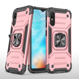 For Samsung Galaxy A10e Magnetic Armor Shockproof TPU + PC Case with Metal Ring Holder(Rose Gold)