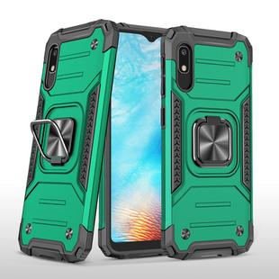 For Samsung Galaxy A10e Magnetic Armor Shockproof TPU + PC Case with Metal Ring Holder(Dark Green)