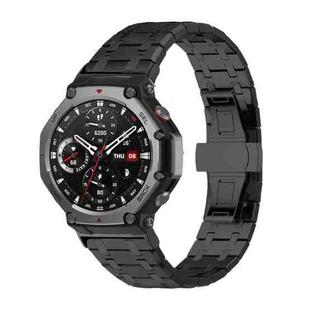 For  Amazfit T-Rex 2 Butterfly Buckle Stainless Steel Watch Band(Black)