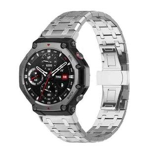 For  Amazfit T-Rex 3 Butterfly Buckle Stainless Steel Watch Band(Silver)