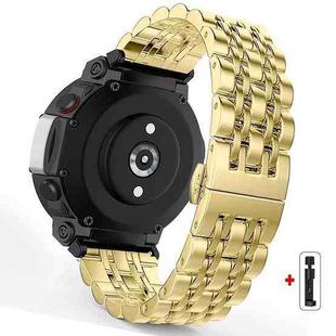 For  Amazfit T-Rex 3 Seven Beads Butterfly Buckle Stainless Steel Watch Band(Gold)