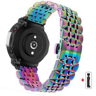 For  Amazfit T-Rex 3 Seven Beads Butterfly Buckle Stainless Steel Watch Band(Colorful)
