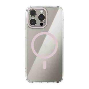 For iPhone 15 Pro Max ABEEL MagSafe Magnetic Color Ring Anti-scratch Transparent Phone Case(Pink)