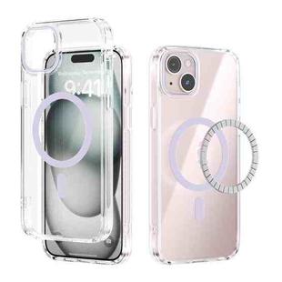 For iPhone 15 Plus ABEEL MagSafe Magnetic Color Ring Anti-scratch Transparent Phone Case(Purple)
