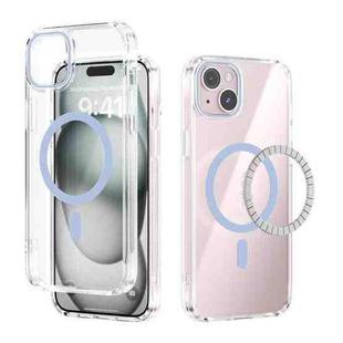 For iPhone 14 Plus ABEEL MagSafe Magnetic Color Ring Anti-scratch Transparent Phone Case(Far Peak Blue)