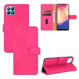 For OPPO Reno4 SE Solid Color Skin Feel Magnetic Buckle Horizontal Flip Calf Texture PU Leather Case with Holder & Card Slots & Wallet(Rose Red)