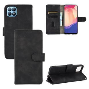 For OPPO Reno4 SE Solid Color Skin Feel Magnetic Buckle Horizontal Flip Calf Texture PU Leather Case with Holder & Card Slots & Wallet(Black)