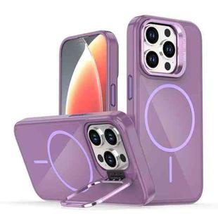 For iPhone 15 Pro Bright Color Imitation Camera Bracket Magsafe Phone Case(Sunset Purple)