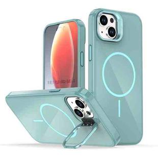 For iPhone 15 Plus Bright Color Imitation Camera Bracket Magsafe Phone Case(Riptide Blue)