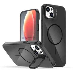 For iPhone 15 Plus Bright Color Imitation Camera Bracket Magsafe Phone Case(Midnight Black)