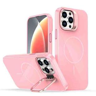 For iPhone 12 Pro Max Bright Color Imitation Camera Bracket Magsafe Phone Case(Pink)