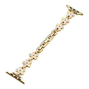 For Apple Watch 42 / 44 / 45 / 46 / 49mm xDfind Sun Petal Metal Watch Band(Gold)