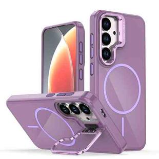 For Samsung Galaxy S23+ 5G Bright Color Imitation Camera Bracket Magsafe Phone Case(Sunset Purple)