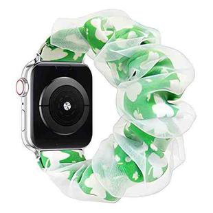 For Apple Watch 42 / 44 / 45 / 46 / 49mm xDfind Polyester Hybrid Organza Double Layer Watch Band(Four-leaf Clover)