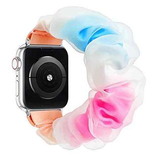 For Apple Watch 38 / 40 / 41 / S10 42mm xDfind Polyester Hybrid Organza Double Layer Watch Band(Rainbow)
