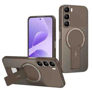 For Infinix Hot 60 5G / Hot 60i 4G Carbon Fiber Texture MagSafe Phone Case with Holder(Brown)