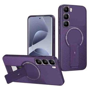 For Infinix Hot 60 Pro+ 4G Carbon Fiber Texture MagSafe Phone Case with Holder(Purple)