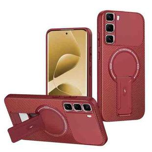 For Infinix Hot 50 Pro+ 4G Carbon Fiber Texture MagSafe Phone Case with Holder(Red)