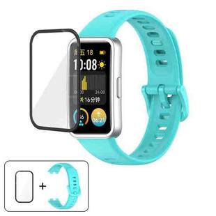 For Huawei Band 9 / 9 NFC Colorful Buckle Silicone Watch Band with 3D Curved Film(Teal)