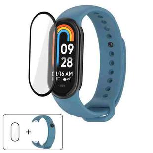 For Xiaomi Smart Band 10 / 10 NFC Solid Color Silicone Watch Band with 3D Curved Film(Dark Blue)