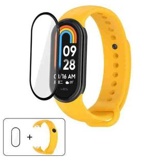 For Xiaomi Smart Band 10 / 10 NFC Solid Color Silicone Watch Band with 3D Curved Film(Vibrant Yellow)
