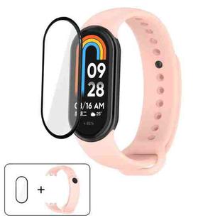 For Xiaomi Smart Band 10 / 10 NFC Solid Color Silicone Watch Band with 3D Curved Film(Light Pink)