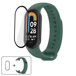For Xiaomi Smart Band 10 / 10 NFC Solid Color Silicone Watch Band with 3D Curved Film(Dark Green)