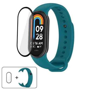 For Xiaomi Smart Band 9 / 9 NFC Solid Color Silicone Watch Band with 3D Curved Film(Navy Green)