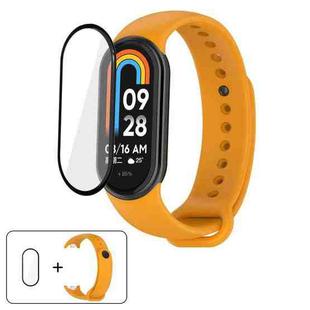 For Xiaomi Smart Band 9 / 9 NFC Solid Color Silicone Watch Band with 3D Curved Film(Yellow)