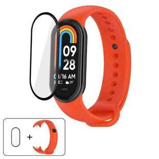 For Xiaomi Mi Band 8 / 8 NFC Solid Color Silicone Watch Band with 3D Curved Film(Orange)