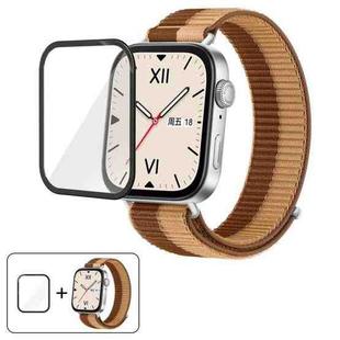 For Huawei Watch Fit 3 Nylon Loop Hook and Loop Fastener Watch Band with 3D Curved Film(Brown Light Coffee)
