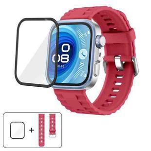 For Huawei Watch Fit 4 Pro Solid Color Silicone Watch Band with 3D Curved Film(Red)