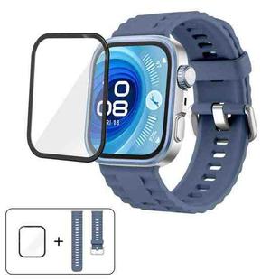 For Huawei Watch Fit 4 Pro Solid Color Silicone Watch Band with 3D Curved Film(Topaz Blue)