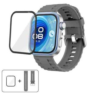 For Huawei Watch Fit 4 Solid Color Silicone Watch Band with 3D Curved Film(Graphite Gray)