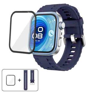 For Huawei Watch Fit 4 Solid Color Silicone Watch Band with 3D Curved Film(Midnight Blue)