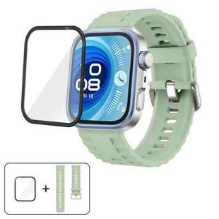 For Huawei Watch Fit 4 Solid Color Silicone Watch Band with 3D Curved Film(Green)